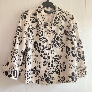 Sag Harbor Swing Coat Floral Linen Blend Lightweight Lined Plus Petite Size 14